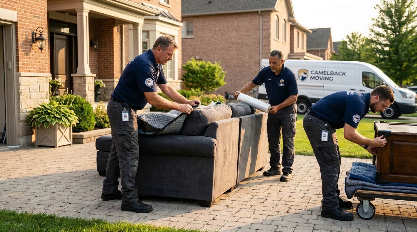 Large estate moving crew wrapping furniture in Clancy, MT